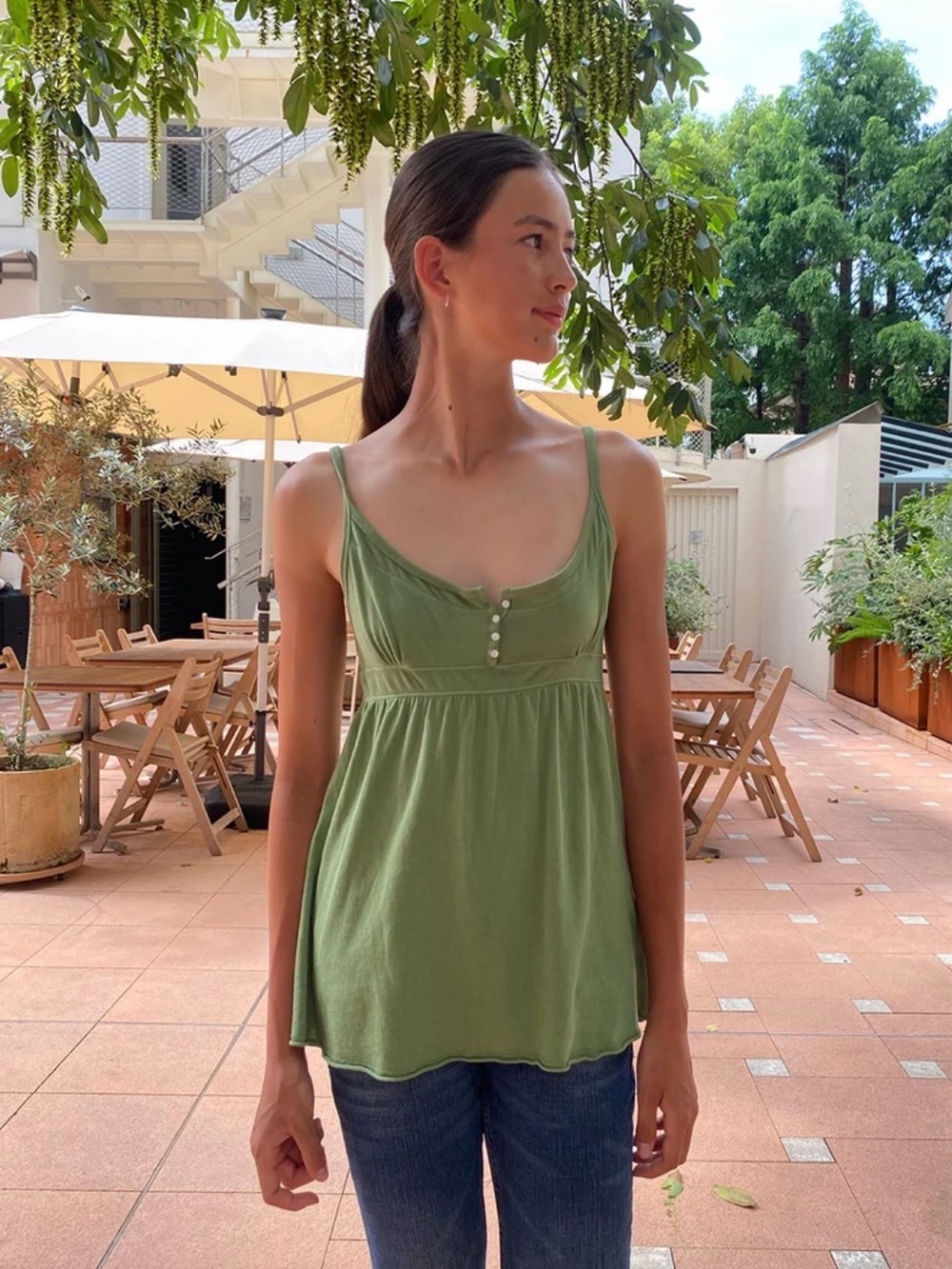 Brandy Melville Green Babydoll top
